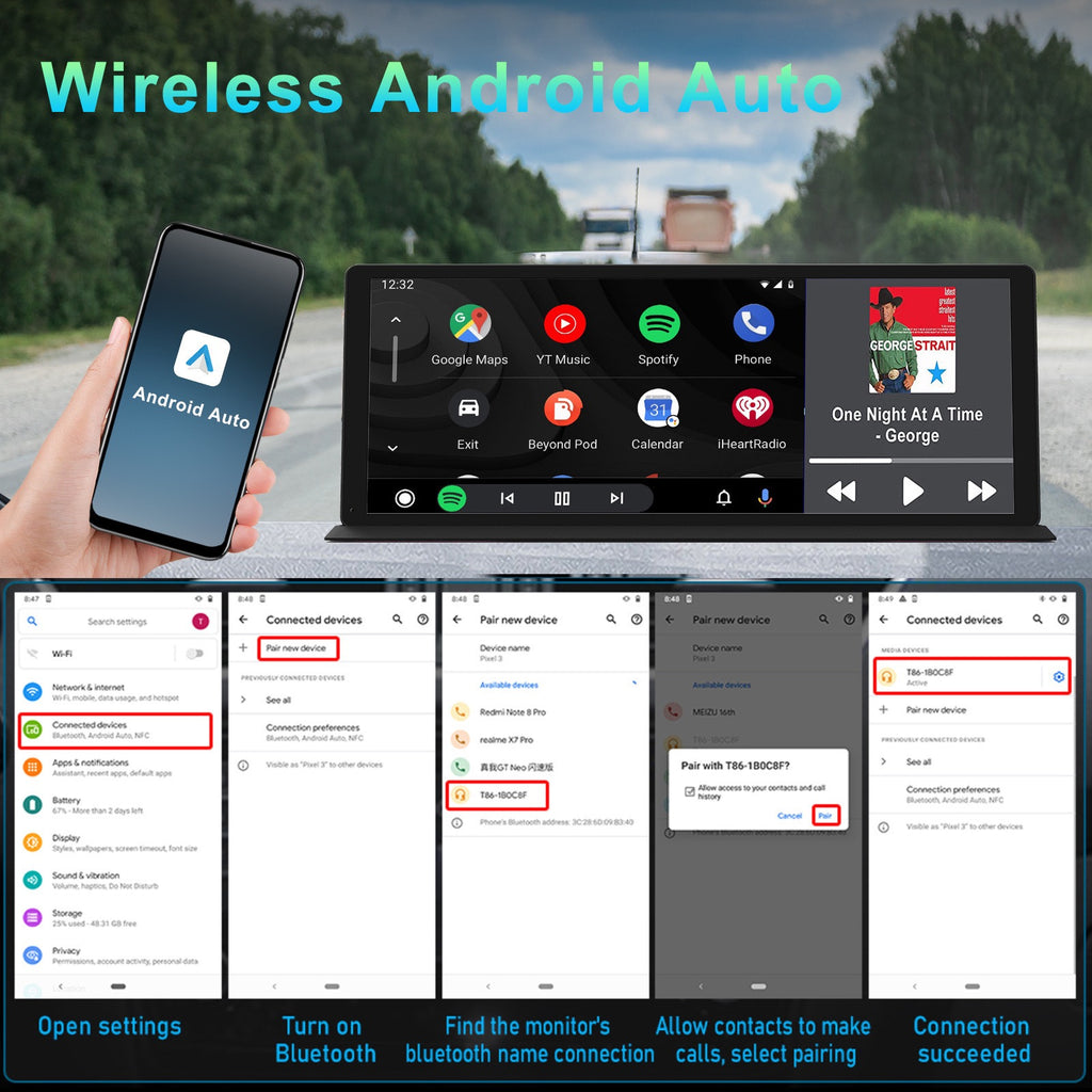 10.26-Inch Central Console Screen | CarPlay, Android Auto, 4K Dash Cam & 1080P Backup Camera