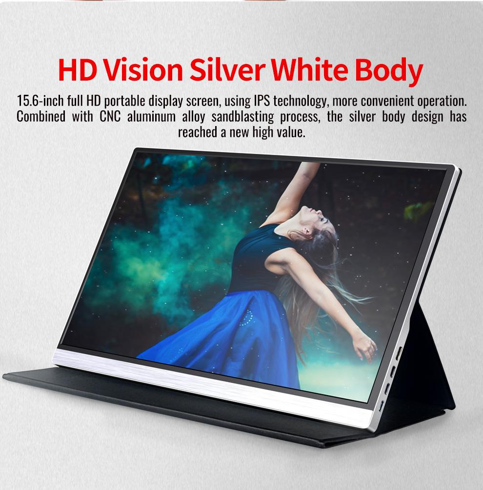 1080P high-definition portable monitor 15.6-inch Apple Android mobile phone directly connected to vertical screen display notebook game console external display screen portable monitor manufacturer