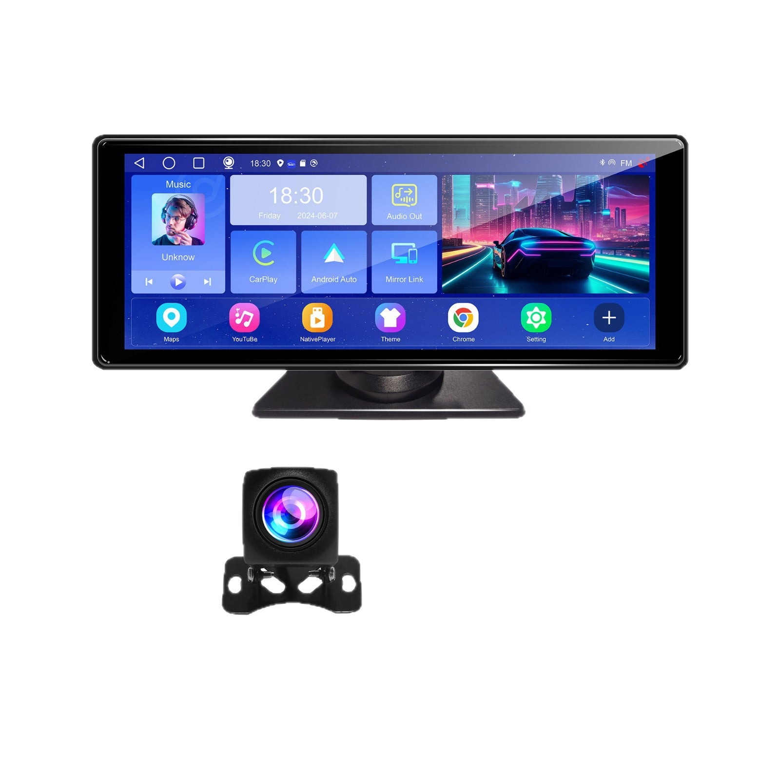 Cross-border 10.26-inch CarPlay dashcam, 4K car navigation system, Android smart car screen, portable screen