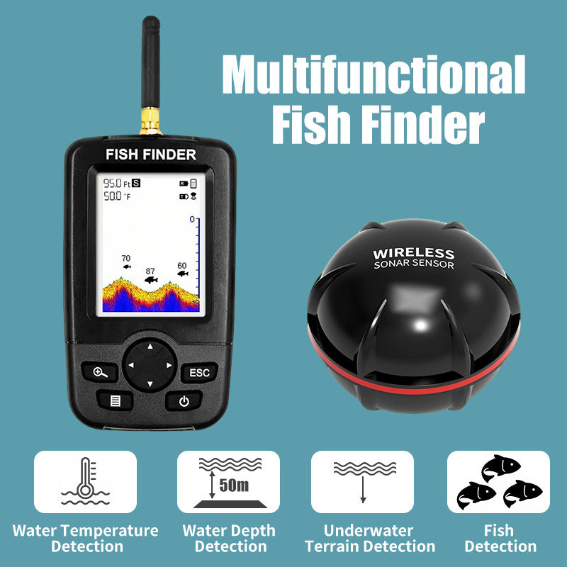 FishFinder Sonar — High-Definition Color Visual Fish Finder, Underwater Fish Locator for Fishing